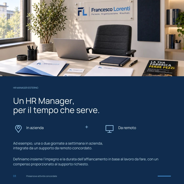 Pagina della brochure sul servizio HR Manager Esterno