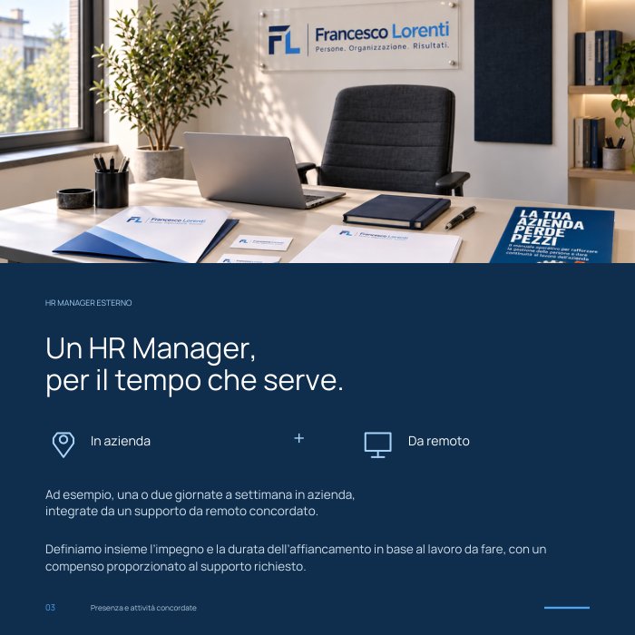 Pagina della brochure sul servizio HR Manager Esterno